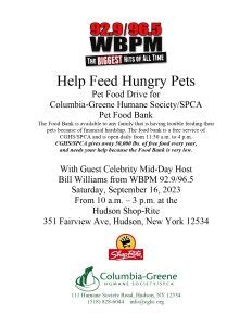 Pet food drive in Hudson with WBPM and CGHS/SPCA